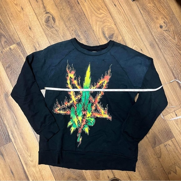 UNIF Black Long Sleeve Tee with Flame Graphic - Picture 4 of 7